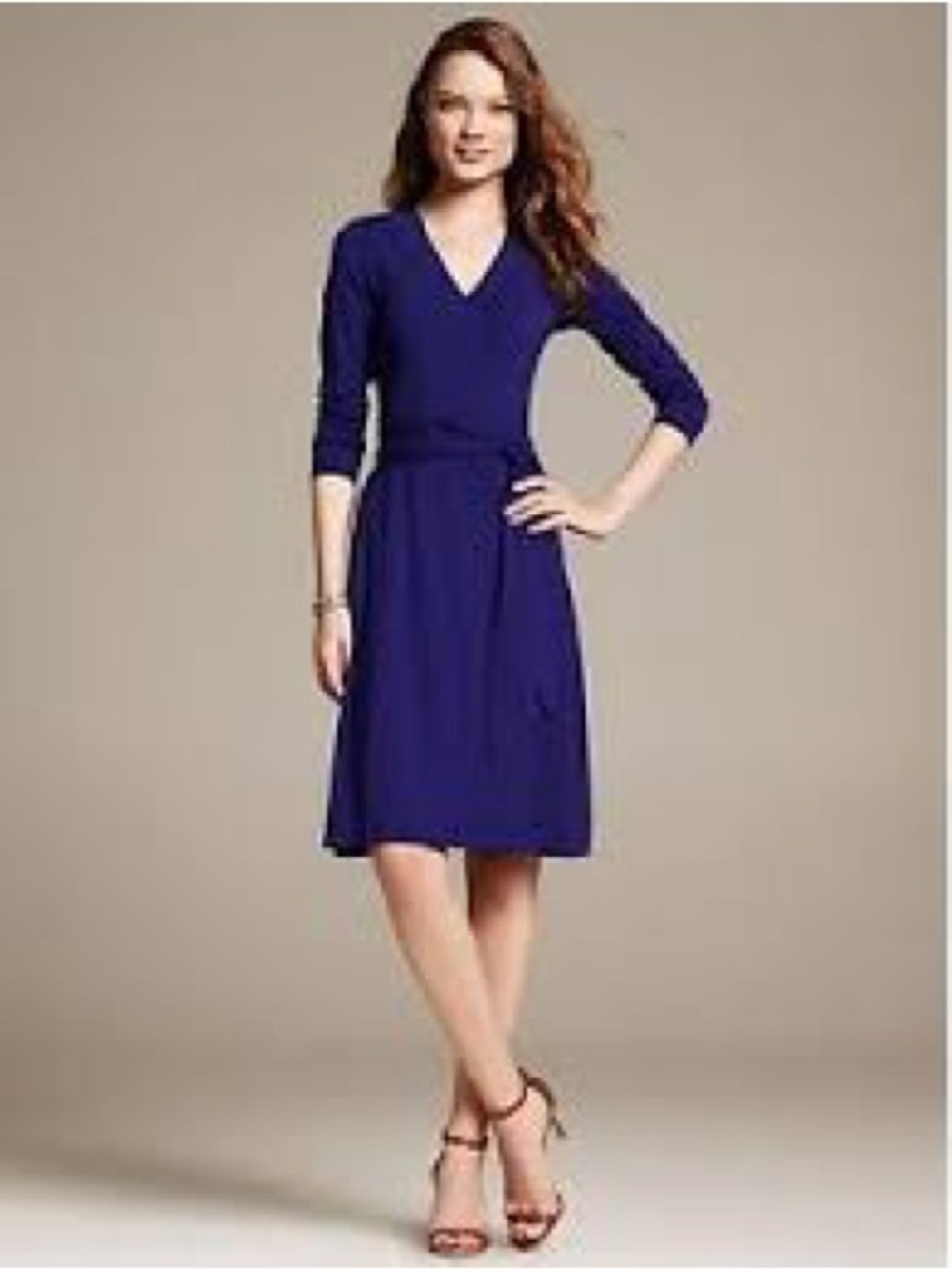 Banana Republic Royal Blue Wrap-Style Midi Dress
